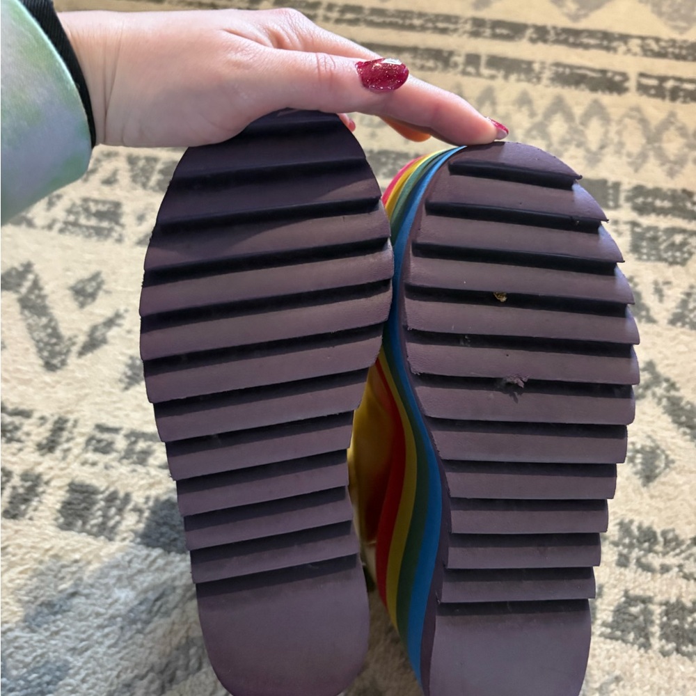 Current Mood Pride Gold Platform Rainbow-Stripe Women’s Sneakers - Picture 5 of 6